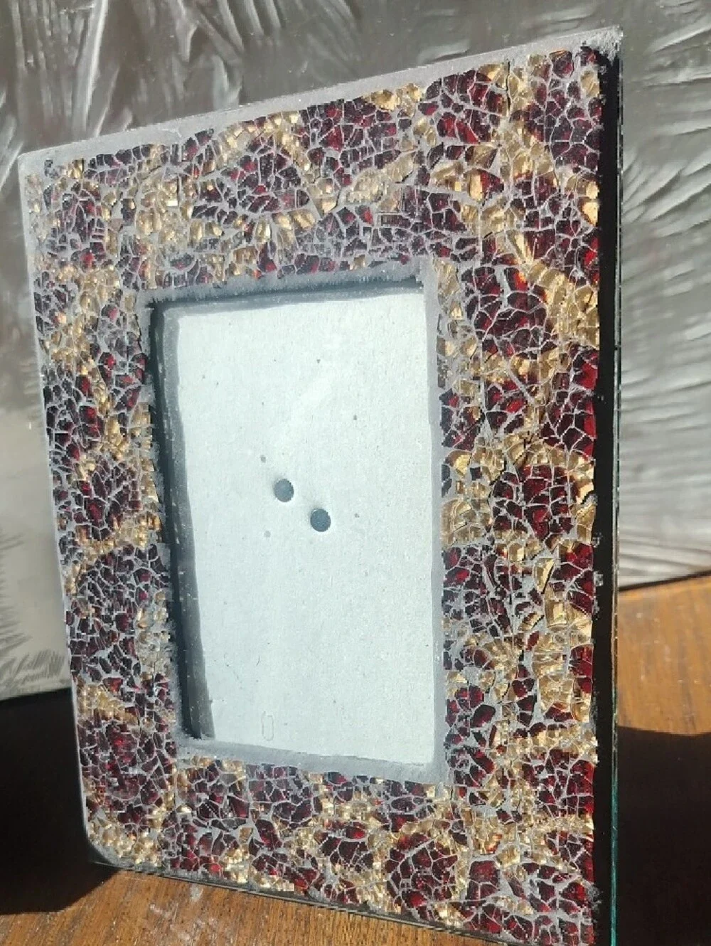 Mosaic Designer Wine and Gold Decorative Photo Frame With